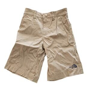 The North Face Boys Sz M Athletic Hiking Shorts Khaki Beige Flashdry